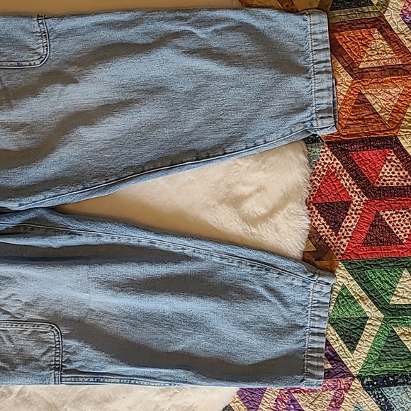 Gap Loose Baggy Fit Elastic Waist Cargo Pocket Easy Denim Light Blue Jeans - Picture 4 of 13